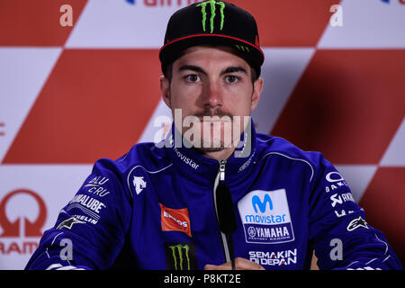 Sachsenring, Hohenstein-Ernstthal, Germany. 12th July, 2018. German Motorcycle Grand Prix, rider arrivals and press conference, Maverick Vinales Credit: Action Plus Sports/Alamy Live News Stock Photo
