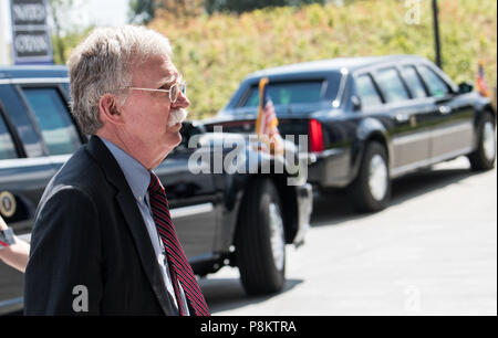 Brussels, Belgium. 11th July, 2018. John Bolton, security advisor of the US President, arrives to the NATO summit. State leaders from the 29 NATO member attend the NATO summit from 11 to 12 July 2018. Credit: Bernd von Jutrczenka/dpa/Alamy Live News Stock Photo