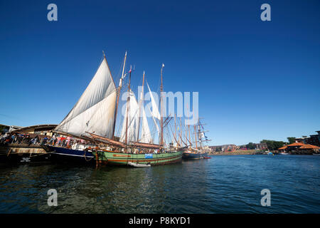 Sunderland, UK. 12th July, 2018. The Tall Ships Race at Sunderland in north-east England. The tall ships will be in Sunderland from 11 to 14 July before departing on the first leg of the 2018 Tall Ships Race, to Ebsjerg in Denmark. Credit: Stuart Forster/Alamy Live News Stock Photo