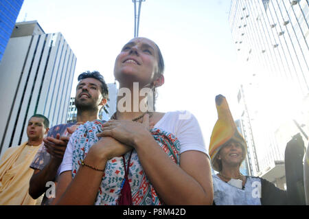 Sao Paulo, Brazil. 12th July, 2014. Demonstrators protest with the ...