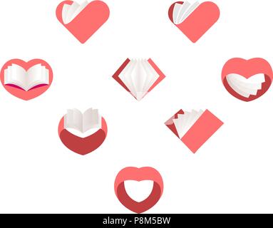 Red vector hearts set. Collection of love images. St. Valentines Stock Vector