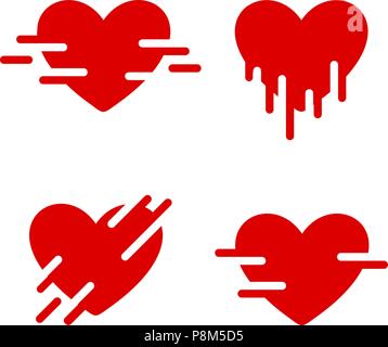 Red vector hearts set. Collection of love images. St. Valentines Stock Vector