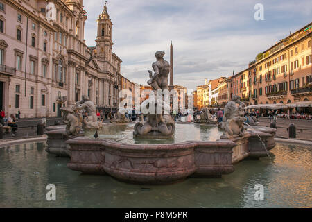 ROME, ITALY - OCTOBER 10, 2017: Navona Square is one of the best known landmarks of Rome and Europe
