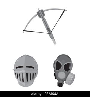 Types of weapons monochrome icons in set collection for design.Firearms and bladed weapons vector symbol stock  illustration. Stock Vector