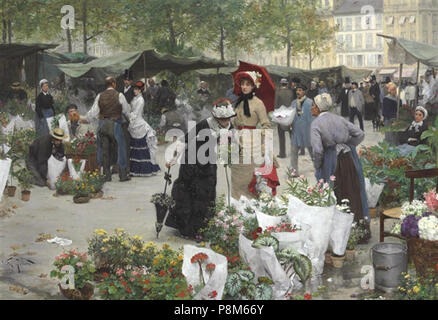 573 Victor Gabriel Gilbert, 1880 - Le marché aux fleurs Stock Photo