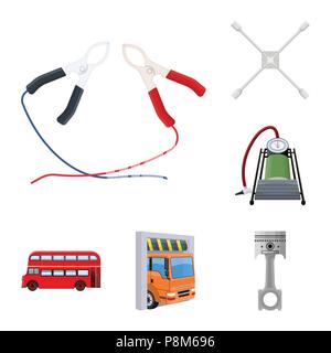 Car, lift, pump and other equipment cartoon icons in set collection for design. Car maintenance station vector symbol stock illustration . Stock Vector