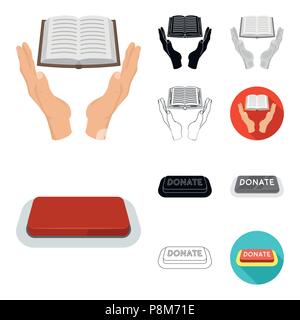 Charity and donation cartoon,black,flat,monochrome,outline icons in set collection for design. Material aid vector symbol stock  illustration. Stock Vector