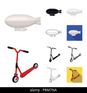 Different types of transport cartoon,black,flat,monochrome,outline icons in set collection for design. Car and ship vector symbol stock  illustration. Stock Vector