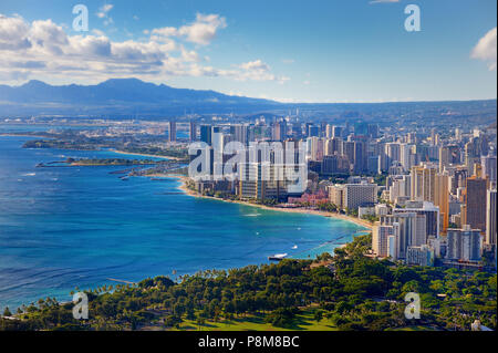 Spectacular view of Honolulu city, Oahu, Hawaii Stock Photo