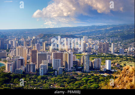 Spectacular view of Honolulu city, Oahu, Hawaii Stock Photo