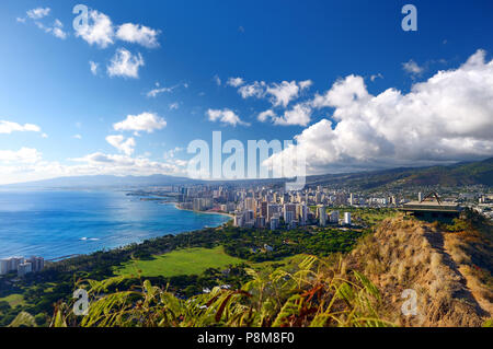 Spectacular view of Honolulu city, Oahu, Hawaii Stock Photo