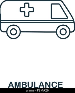 Ambulance icon. Outline style icon design. UI. Illustration of ambulance icon. Pictogram isolated on white. Ready to use in web design, apps, software Stock Vector