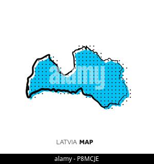 Latvia vector country map. Map outline with dots. Stock Vector