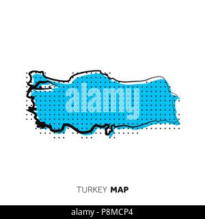 Turkey vector country map. Map outline with dots. Stock Vector