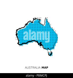 Australia vector country map outline. Black line on white background ...