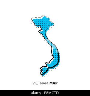 Vietnam vector country map. Map outline with dots. Stock Vector
