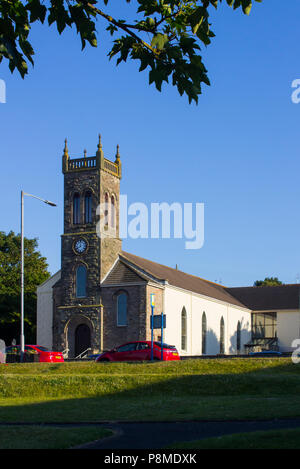 9 June 2018 The modest chuch building of the Groomsport Presbyterian Chuch on main Street groomsport in northern Ireland drenched in mid summer sunshi Stock Photo