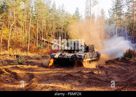 tank in a real war on donbass Stock Photo