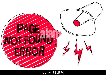 Text sign showing Page Not Found Error. Conceptual photo message appears when search for website doesnt exist Sketch artwork loud sound speaker alarm  Stock Photo