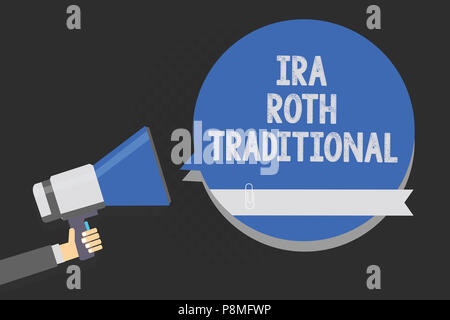 Handwriting text writing Ira Roth Traditional. Concept meaning are tax deductible on both state and federal Multiline text script artwork make announc Stock Photo