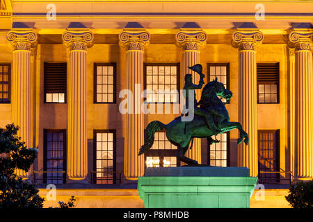 Equestrian statue of President Andrew Jackson in front of the State Capitol Building, Nashville, Tennessee, USA Stock Photo