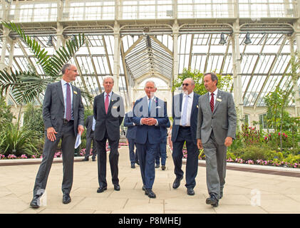 The Prince of Wales during a visit at the Royal Botanic Gardens in Kew, London, to celebrate the recently restored Temperate House and to tour the restored Great Pagoda. Stock Photo