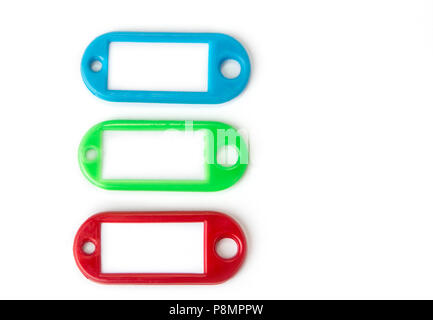 Blank key fob in various colors on the white Stock Photo