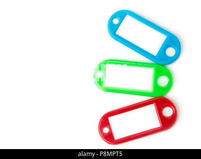 Blank key fob in various colors on the white Stock Photo