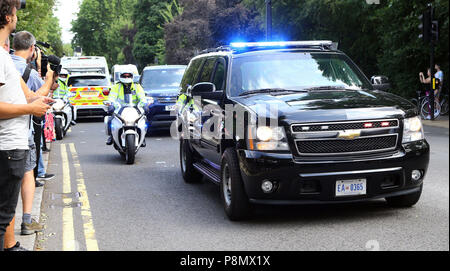 A motorcade arrives at Winfield House in London, the residence of American Ambassador to the to the Court of St James's, during the visit of United States President Donald Trump. Stock Photo