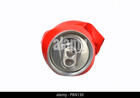 red aluminum can flattened Stock Photo