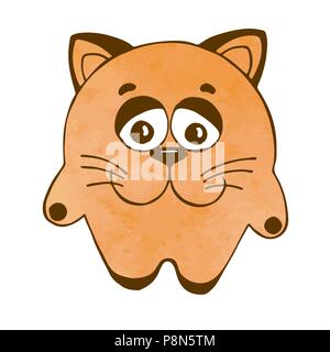 Cute cartoon cat isolated on white background. Vector illustration in sketch style. Stylized watercolor. EPS 10 Stock Vector