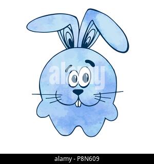 Cute cartoon rabbit isolated on white background. Vector illustration in sketch style. Stylized watercolor. EPS 10 Stock Vector