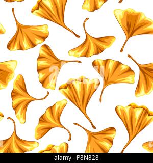 Seamless pattern with ginkgo biloba leaves. Stock Vector