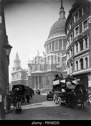 St Paul's Cathedral from Cannon Street, City of London, 1905. Artist: Campbell's Press Studios Limited. Stock Photo