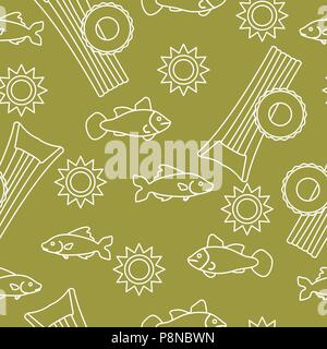 Seamless pattern with inflatable mattress, inflatable circle. Summer leisure. Stock Vector