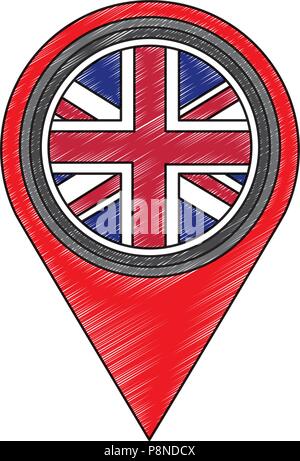 pin location with flag of great britain icon vector illustration design Stock Vector