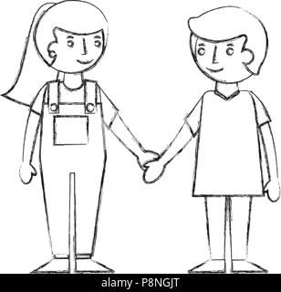 Boy And Girl Sketch Stock Vector Image Art Alamy