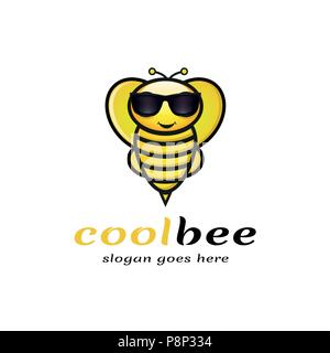 Cool Bee Logo Stock Vector