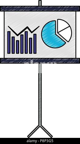 Statistics on whiteboard scribble pop colors Stock Vector