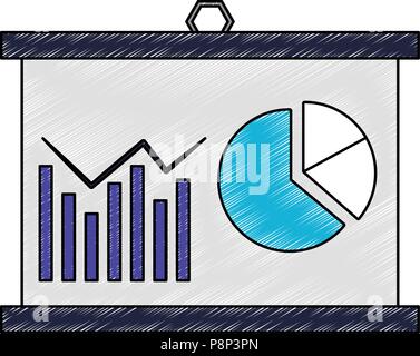 Statistics on whiteboard scribble pop colors Stock Vector