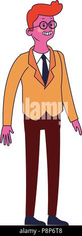 Executive businessman cartoon pop colors Stock Vector