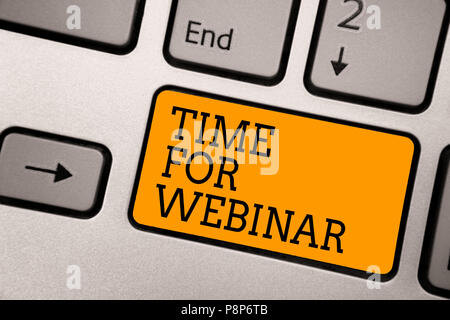 Handwriting text writing Time For Webinar. Concept meaning seminar conducted over the Internet Web conferencing Typing work computer job program input Stock Photo