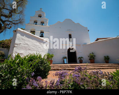 San Diego, JUN 29: Exterior view of the historical Mission San Diego de Alcala on JUN 29, 2018 at San Diego, California Stock Photo