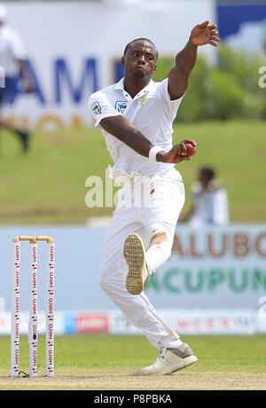 South African fast bowler Kagiso Rabada taking the jump for deliver the ball during day 1 of the 1st Test match between Sri Lanka and South Africa at Galle International Stadium on July 12, 2018 in Galle, Sri Lanka. (Photo by Lahiru Harshana / Pacific Press) Stock Photo