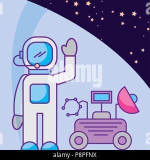 space galaxy card rover car science planet technology vector ...