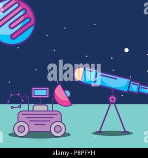 space galaxy card rover car science planet technology vector ...