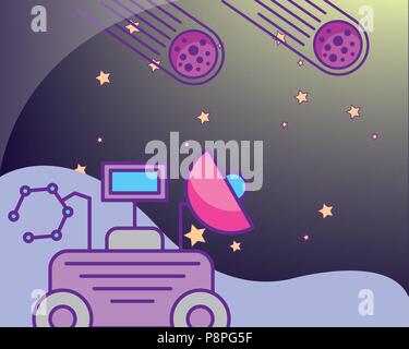 space galaxy card rover car science planet technology vector ...