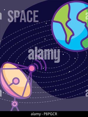 space galaxy card antenna signal planets rocket taking off vector ...
