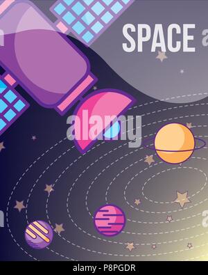 space galaxy cosmic card satelite signal waves stars color planet ...