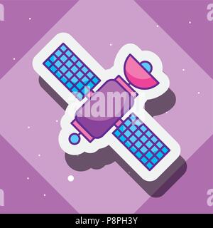 space galaxy cosmic card purple background stars satelite signal antenna vector illustration Stock Vector